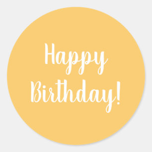 Happy Birthday Yellow White Typografy Runder Aufkleber