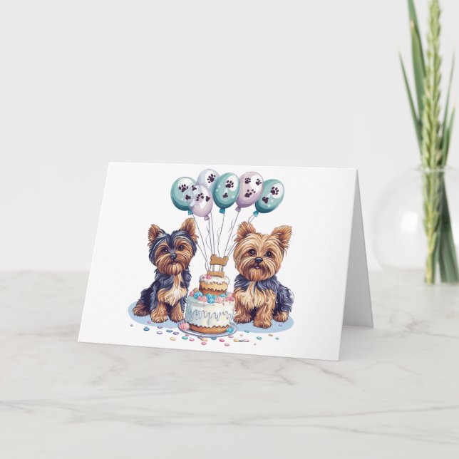 Happy Birthday Yorkie Dog Karte (Vorderseite)