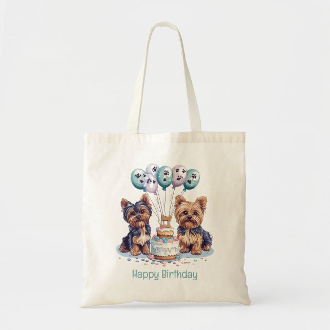 Happy Birthday Yorkie Dog Tragetasche (Vorne)