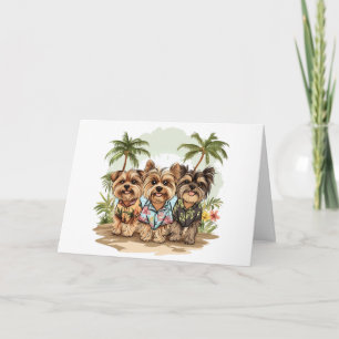 Happy Birthday Yorkie Dogs Hawaiian Shirts Karte
