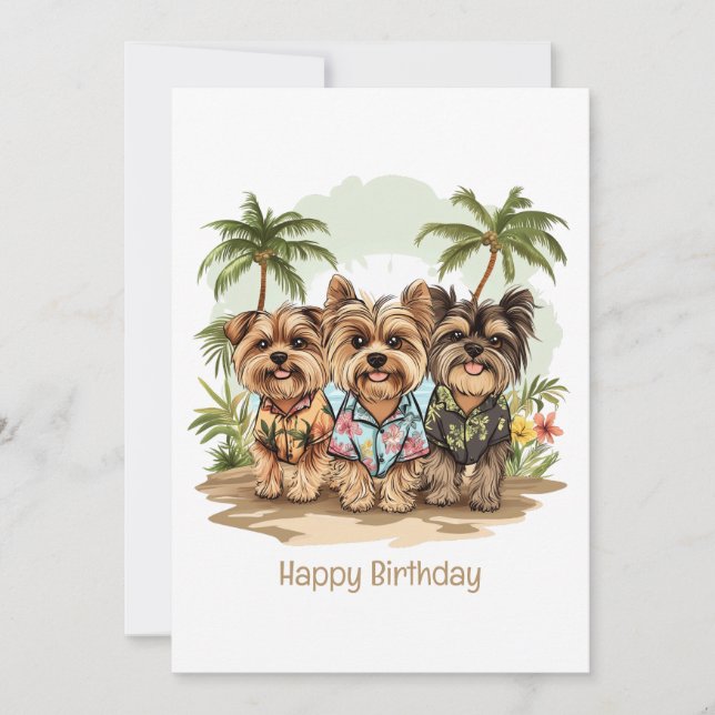 Happy Birthday Yorkie Dogs Hawaiian Shirts Karte (Vorderseite)