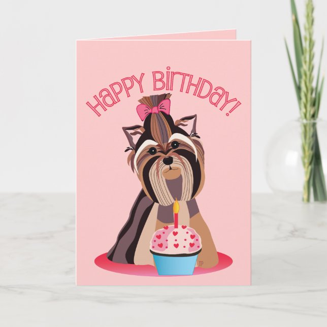 Happy Birthday Yorkshire Terrier Card Karte (Vorderseite)