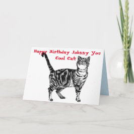 Happy Birthday You Cool Tabby Cat Birthday Mens Karte