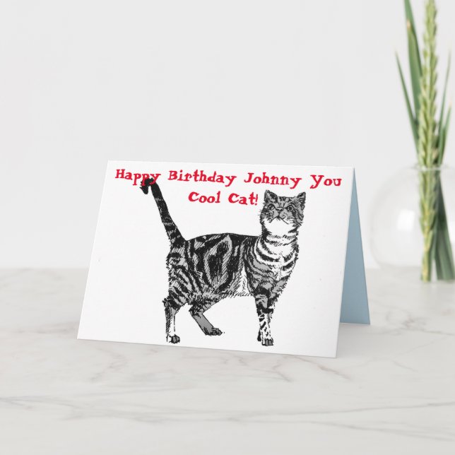 Happy Birthday You Cool Tabby Cat Birthday Mens Karte (Vorderseite)