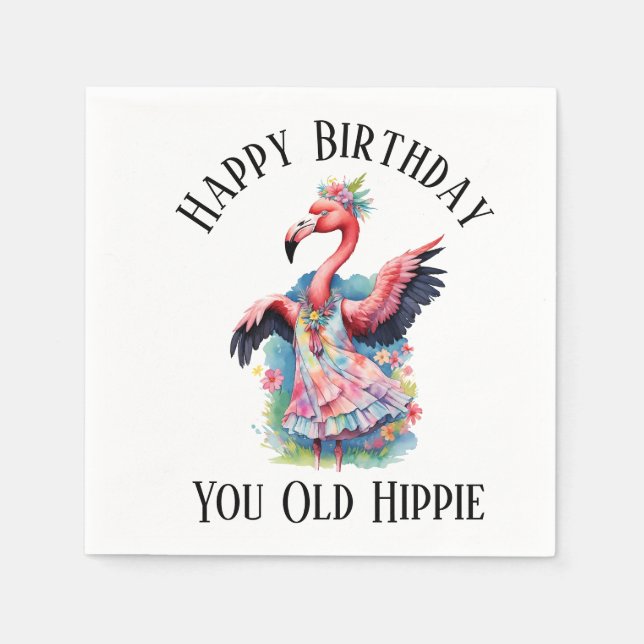 Happy Birthday You Old Hippie Retro Seventies Serviette (Vorderseite)