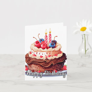 Happy Birthday Yummy Chocolate Cake Art Karte