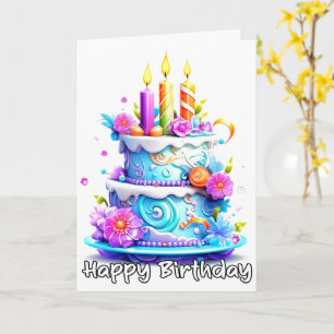 Happy Birthday Yummy Party Cake Karte