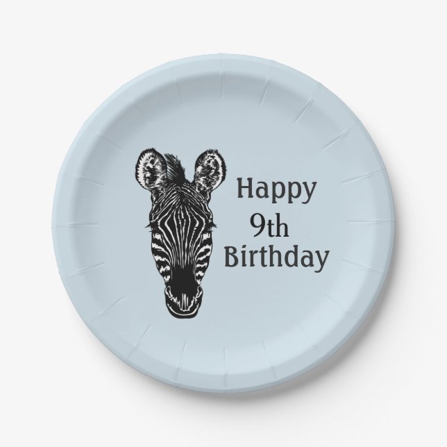 Happy Birthday Zebra w Age for Boy Pappteller (Vorderseite)