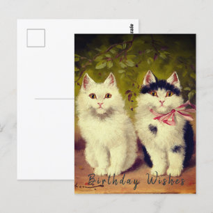Happy Birthday Zwei Katzen Ölgemälde  Postkarte