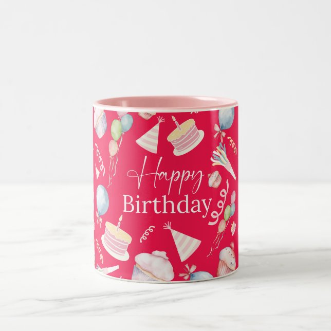 Happy Birthday Zweifarbige Tasse (Mittel)