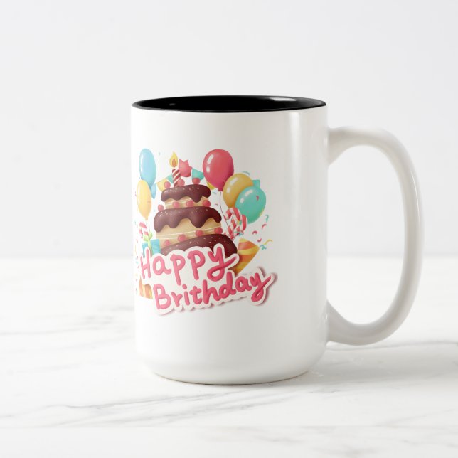 Happy Birthday Zweifarbige Tasse (Rechts)
