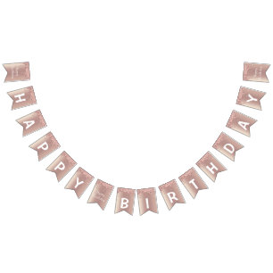 Happy Bithday - Rose Gold Blush Glitzer Tropfen Wimpelkette