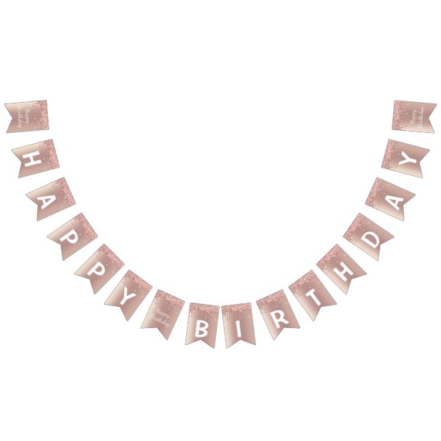 Happy Bithday - Rose Gold Blush Glitzer Tropfen Wimpelkette (Alle)