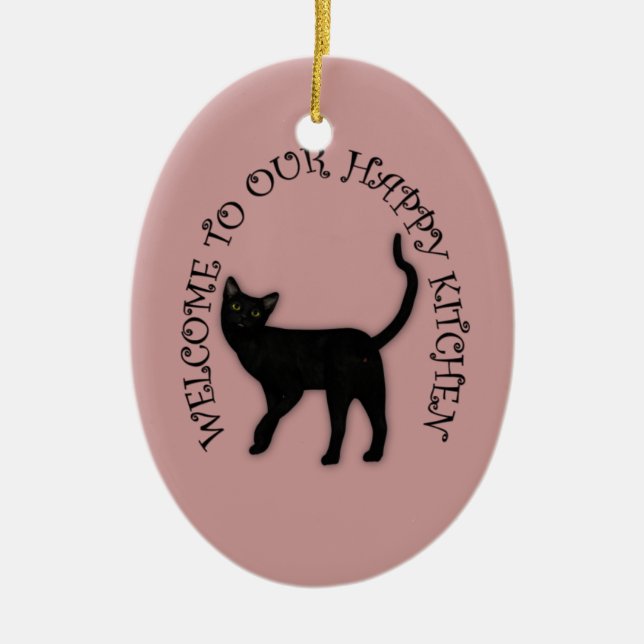 Happy Black Cat Hanging Kitchen Ornament (Vorne)