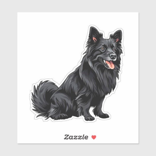 Happy Black Dog Sitting Aufkleber (Blatt)