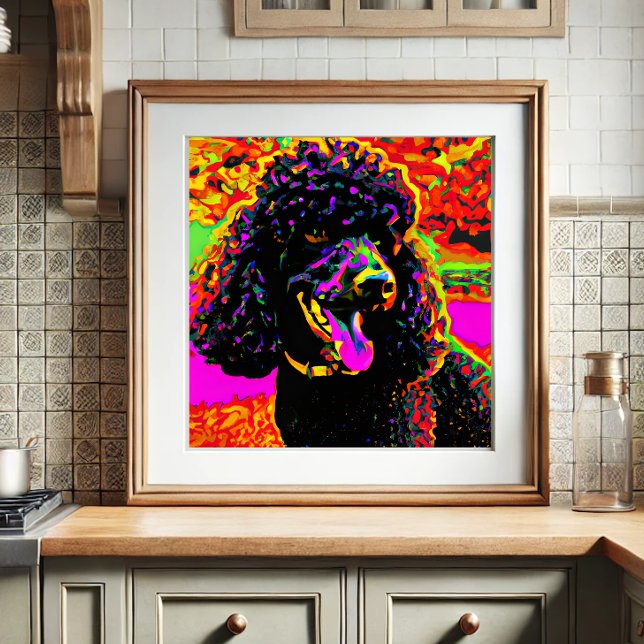 Happy Black Poodle Portrait Poster (Von Creator hochgeladen)