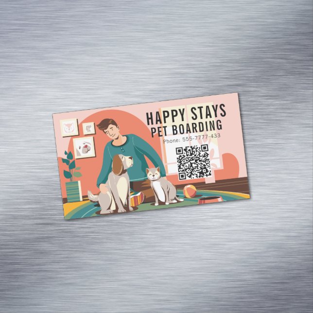 Happy Bleibe Pet Boarding Business Card Magnet (Beispiel)