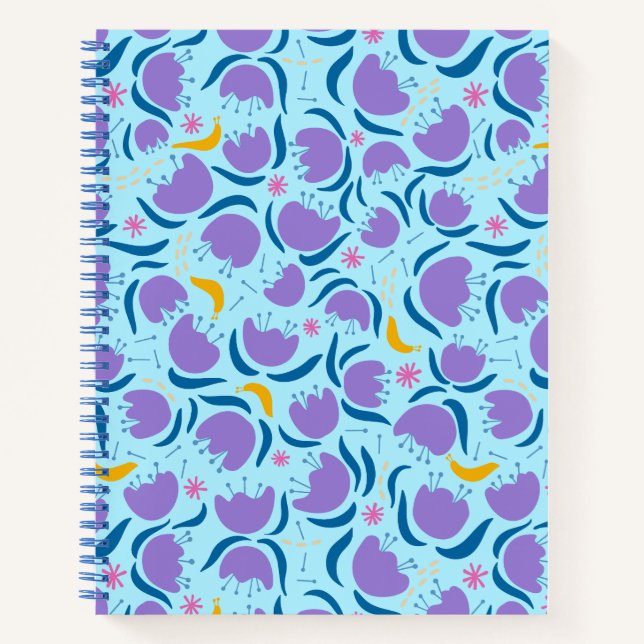 Happy Blooms and Slugs - Spiral Notebook Notizbuch (Vorderseite)