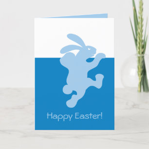 Happy Blue Bunny Rabbit Card Feiertagskarte