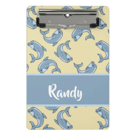 Happy blue dolpins pattern mini klemmbrett