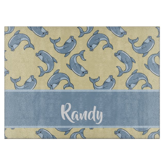 Happy blue dolpins pattern schneidebrett (Vorderseite)