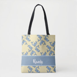 Happy blue dolpins pattern tasche