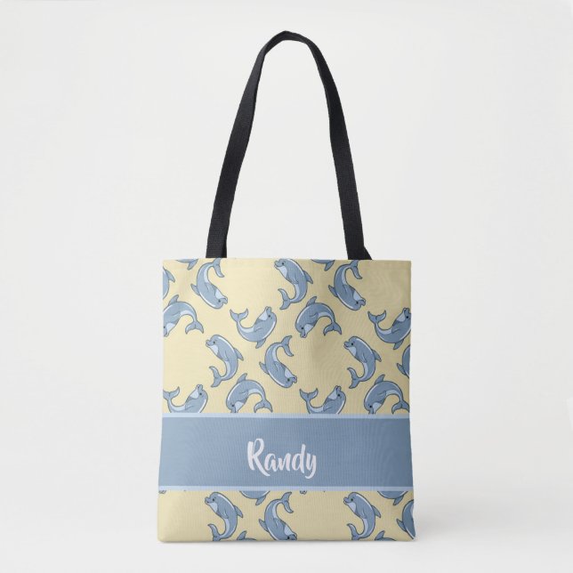 Happy blue dolpins pattern tasche (Vorderseite)