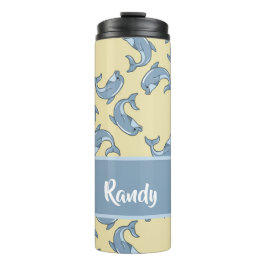 Happy blue dolpins pattern thermosbecher