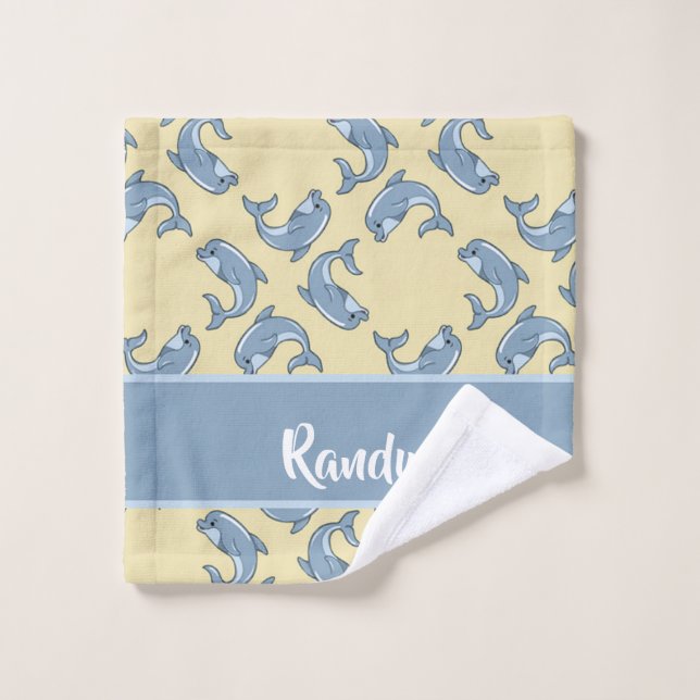 Happy blue dolpins pattern waschlappen (Waschlappen)