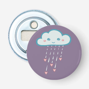 Happy Blue Rain Cloud Rain Rain rosa Herzen Flaschenöffner