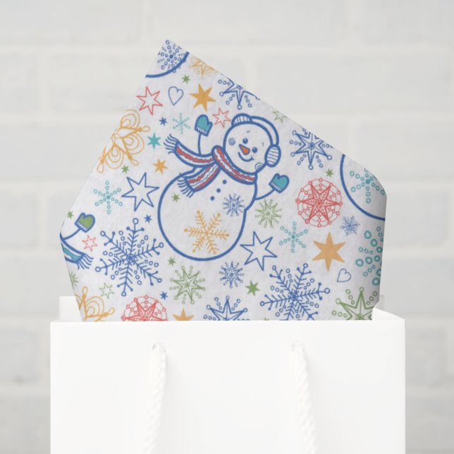 Happy Blue Snowmen Seidenpapier (Geschenktüte)