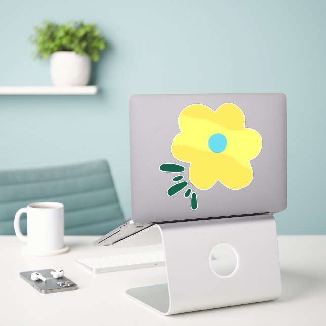 Happy Blume Aufkleber (Laptop auf Schreibtisch)