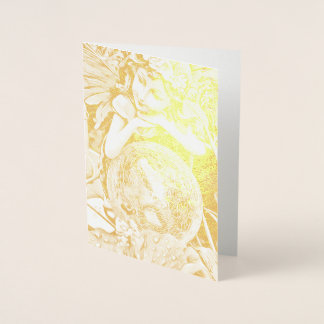 Happy Blume Fairy Gold-Folie Grußkarte Folienkarte