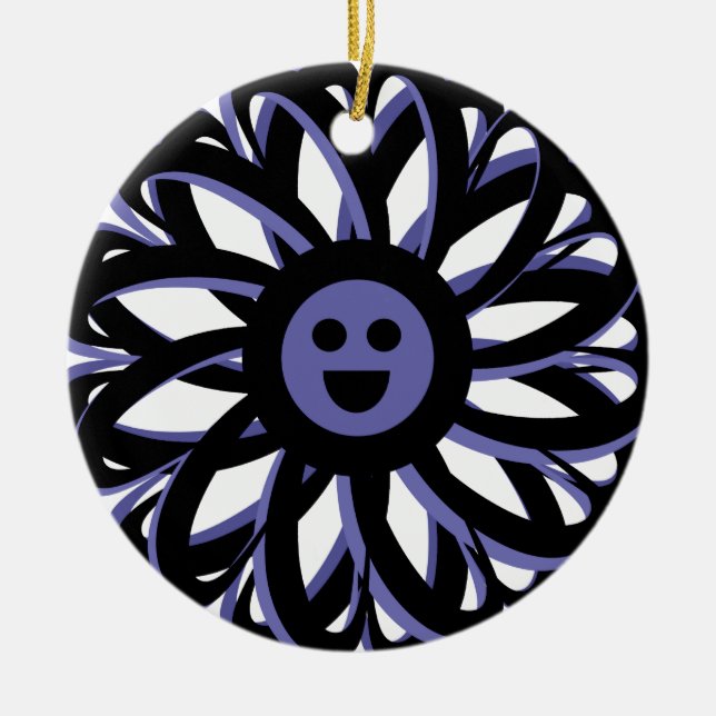 Happy Blume Freundlichkeit Ornament - Blau (Vorne)