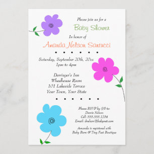 Happy Blume Junge oder Girl Baby Dusche Einladung