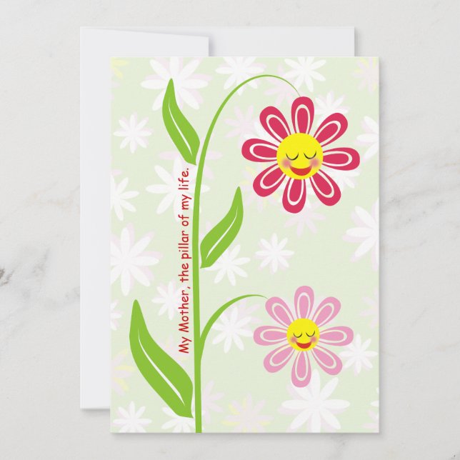 Happy Blume Mother's Day benutzerdefinierte Flachk Karte (Vorderseite)