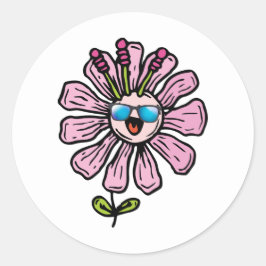 Happy Blume Runder Aufkleber
