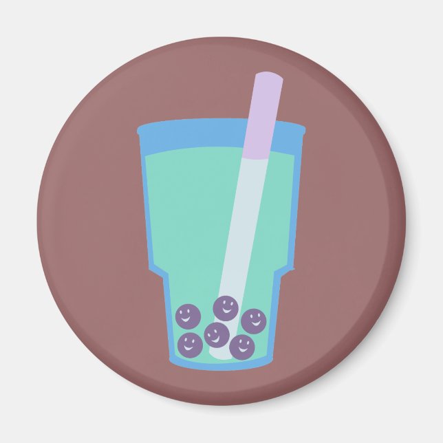 Happy Boba Tea Bubbles Magnet (Vorne)