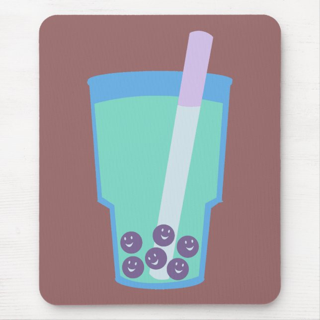 Happy Boba Tea Bubbles Mousepad (Vorne)