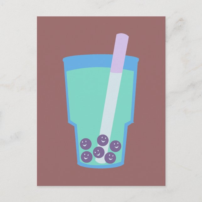 Happy Boba Tea Bubbles Postkarte (Vorderseite)