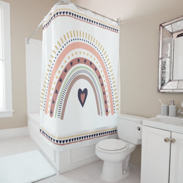Happy Boho Rainbow Modern Minimal Trendy Chic Duschvorhang (Beispiel)