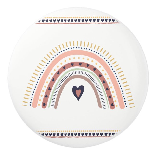 Happy Boho Rainbow Modern Minimal Trendy Chic Keramikknauf (Vorderseite)