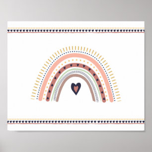 Happy Boho Rainbow Modern Minimal Wall Art Print Poster