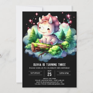 Happy Boho Triceratops Geburtstag Einladung