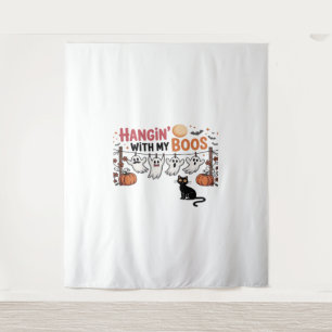 Happy Boo-Day Ghost Cat PNG - Spooky Niedlich Over Wandteppich