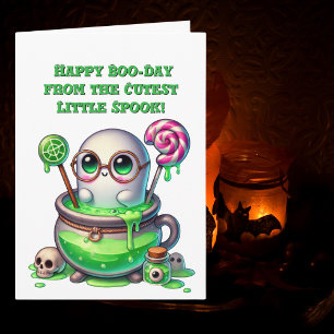 Happy Boo Day Niedlich Ghost Foto Halloween-Karten Karte