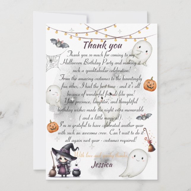 Happy Boo Halloween Danke-Card - Niedliches Geist Dankeskarte (Vorderseite)