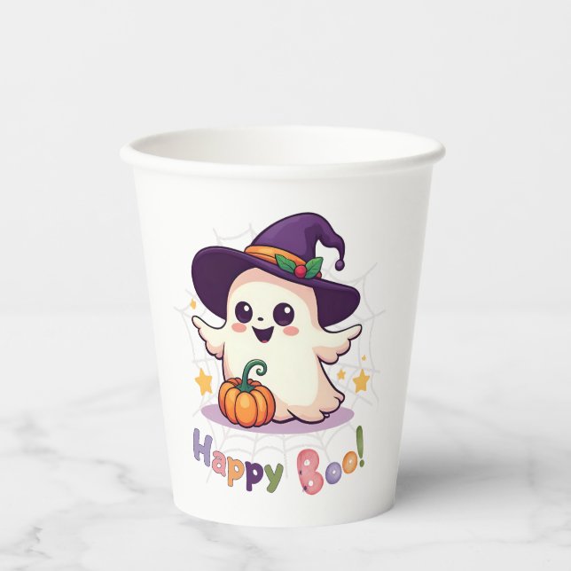 Happy Boo Niedlich Ghost Pappbecher (Vorderseite)