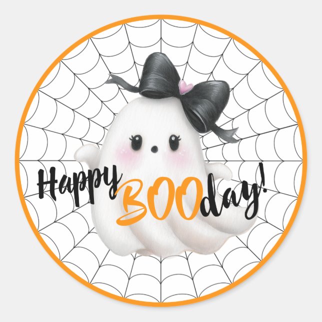 Happy BOOday - Ghoful Giggles & Birthday Cheer Runder Aufkleber (Vorderseite)