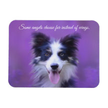 Happy Border Collie Dog, Engel mit Fur Magnet